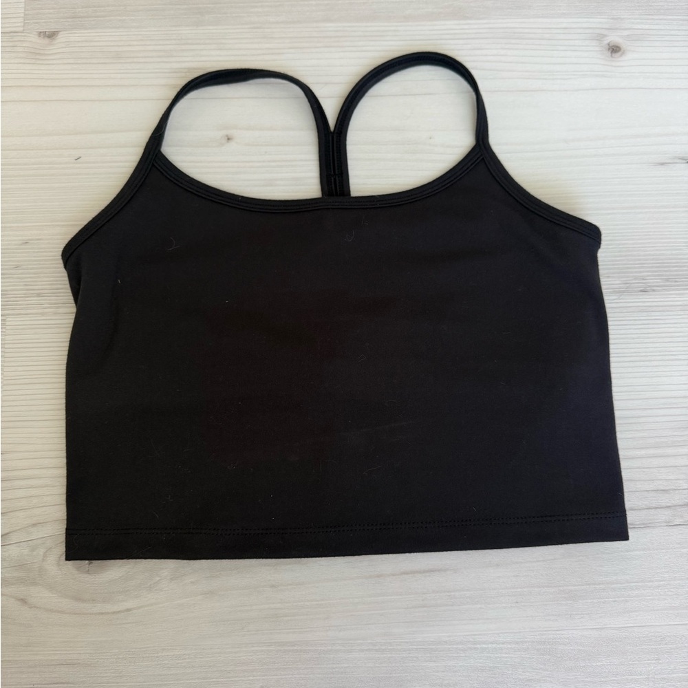 Black Strappy Cropped Tank Top